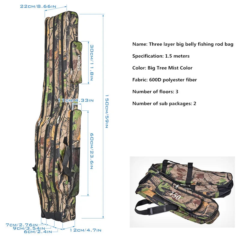 1.2m/1.5m three-layer foldable large belly sea fishing bag