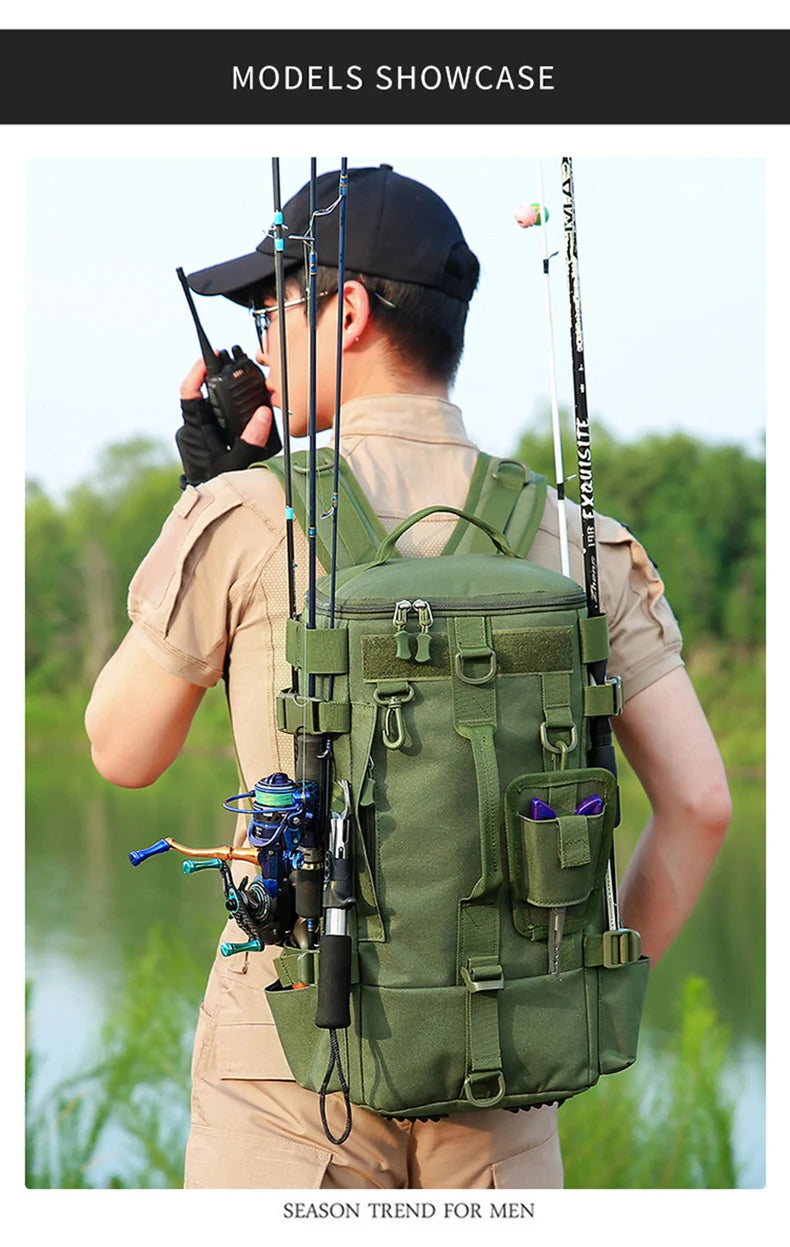 Tactical Fishing Backpack with Rod Holders