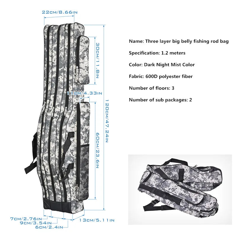 1.2m/1.5m three-layer foldable large belly sea fishing bag