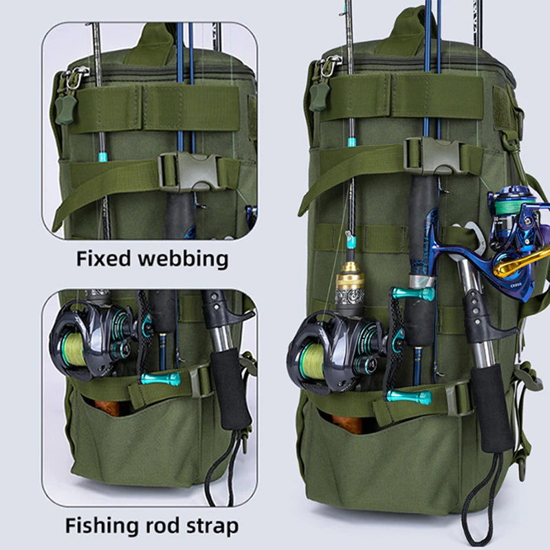Tactical Fishing Backpack with Rod Holders