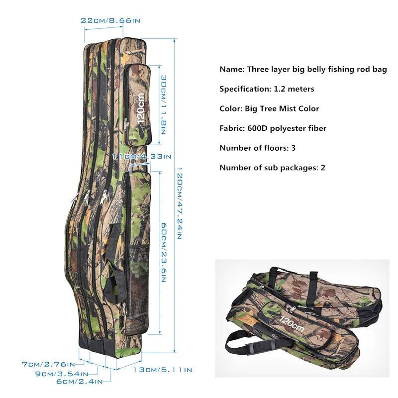 1.2m/1.5m three-layer foldable large belly sea fishing bag