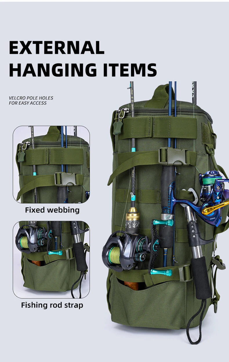 Tactical Fishing Backpack with Rod Holders